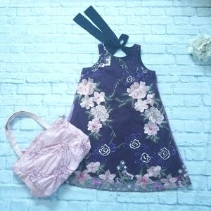 Women's Embroidered Floral Mesh Net A Line Dress